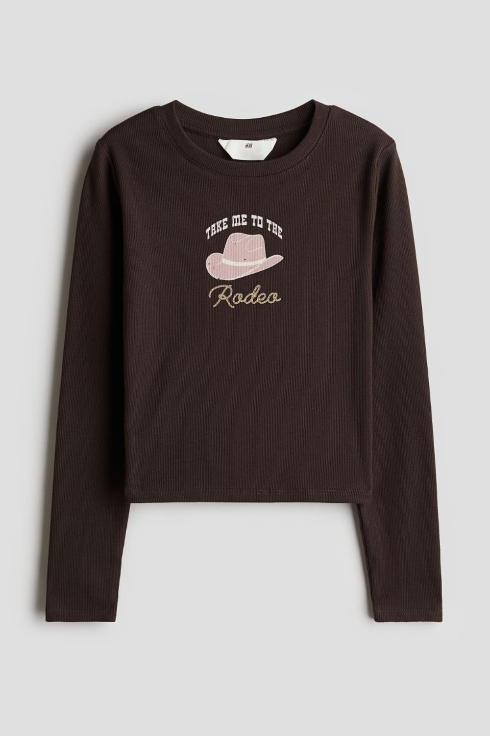 H&M Хлопковый топ в рубчик, коричневый