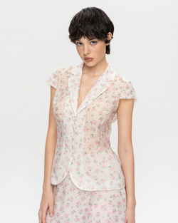 Блуза из органзы в мелкий цветочек