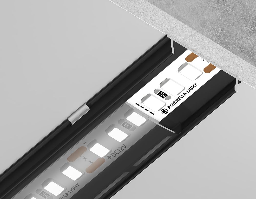 Ambrella Алюминиевый профиль накладной 15.5*6 для светодиодной ленты до 11мм Alum Profile GP1700BK/BK