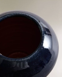 ZARA HOME ТЕРРАКОТОВАЯ ВАЗА С ЭМАЛЬЮ, СИНИЙ