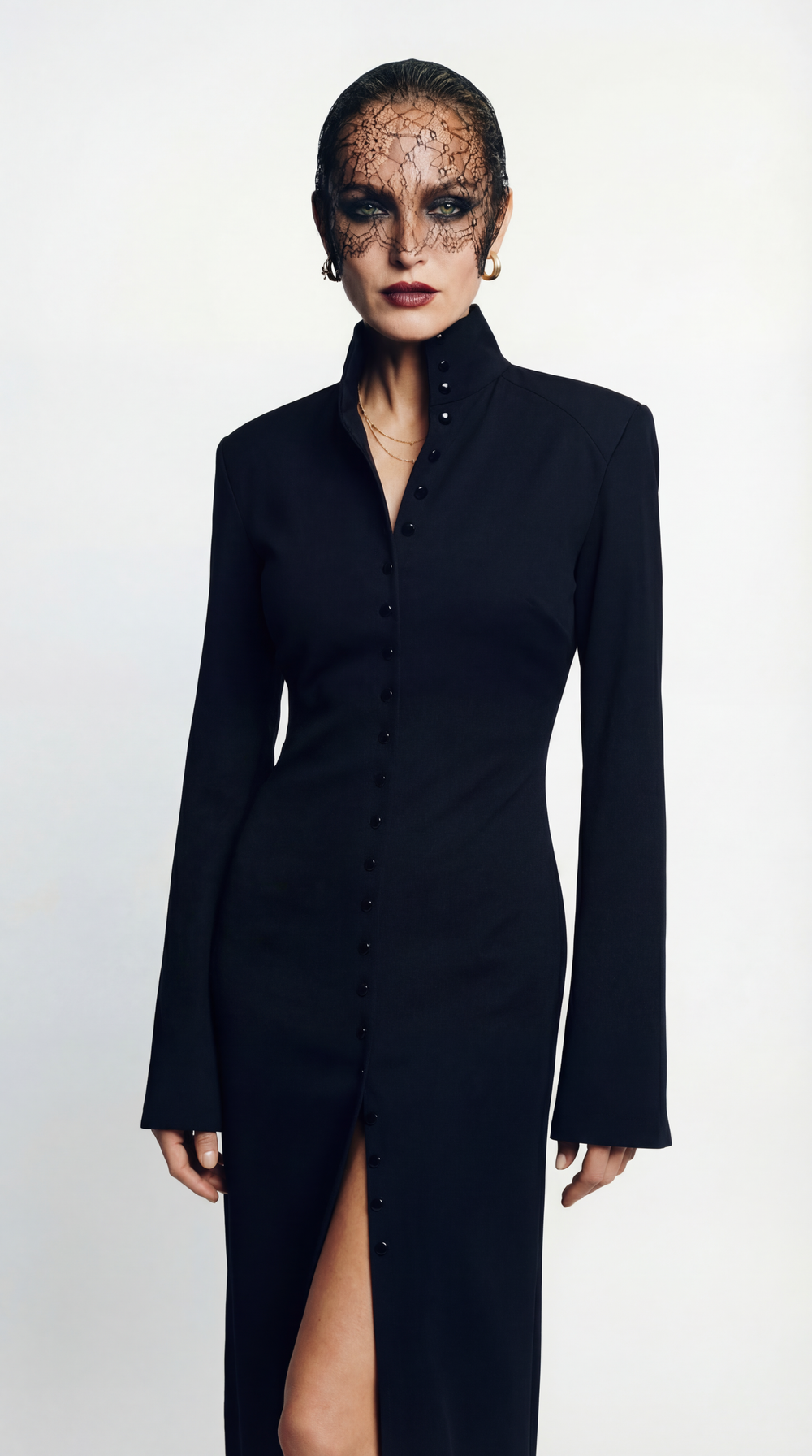 Платье трикотажное воротник стойка