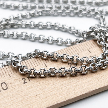 Цепочка, цвет серебро (родий), размер звена 3,5 мм, цена за отрезок 50 см
