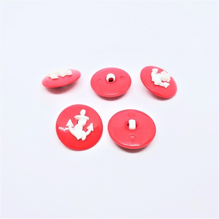 Пуговицы №643 "Якорь", на ножке, 21мм, цв.красный (LF K-57)