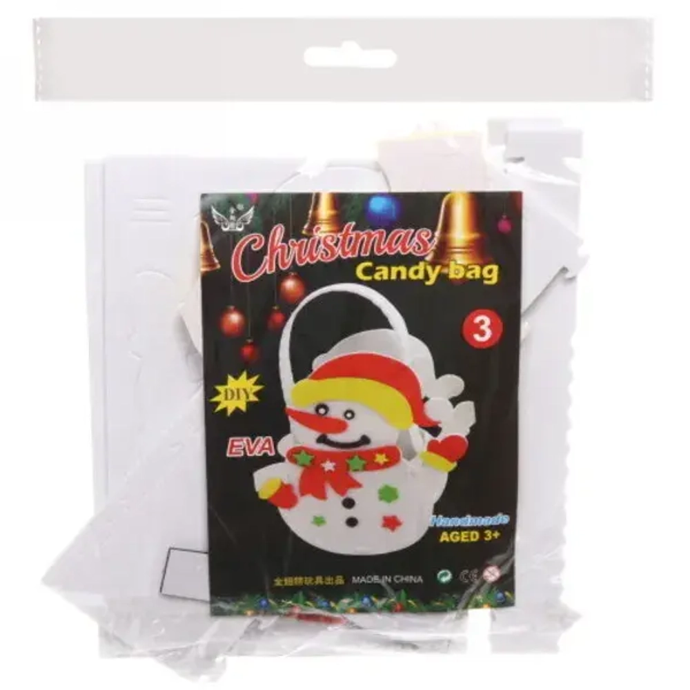 Сумочка детская складная новогодняя «Ультрамарин- Снеговичок», 9*6,5 см дно сумки, 15 см без ручки