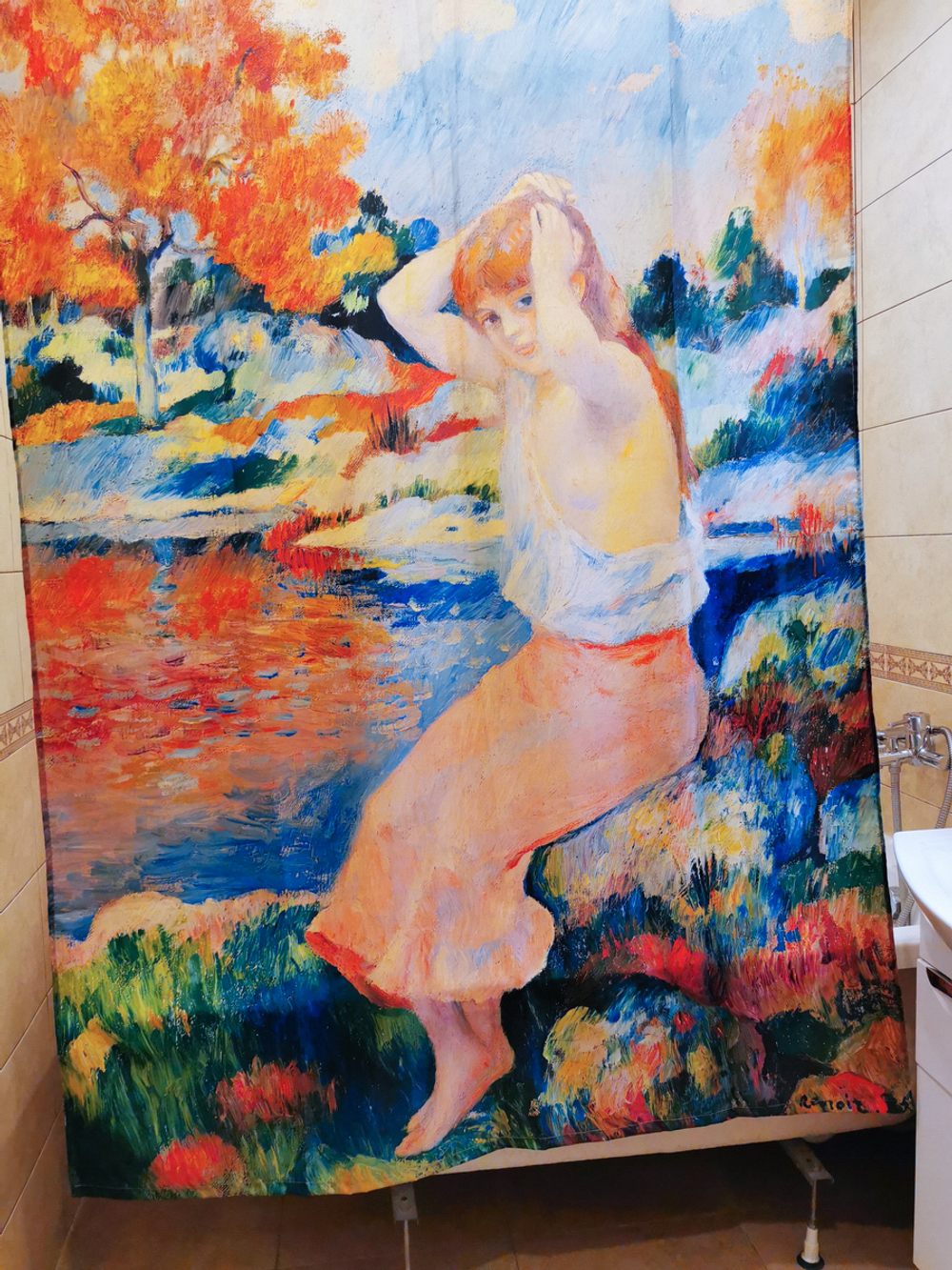 Штора «Девушка у озера», по мотивам живописи художника Огюста Ренуара, картина «La TOILETTE»