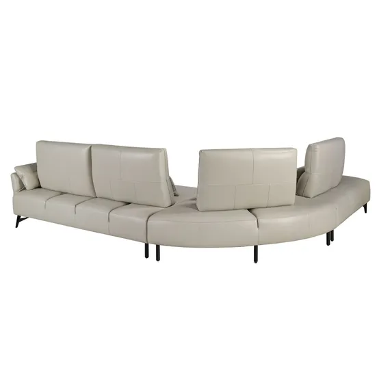 5-местный диван с левым шезлонгом 6214 из песочной кожи