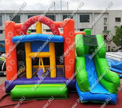 Детский надувной батут "Радужный домик" 4*3,5*2,7 м