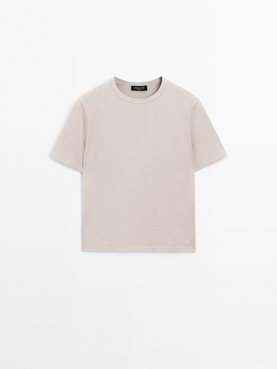 Massimo Dutti Футболка из смесового хлопка, дымчатый