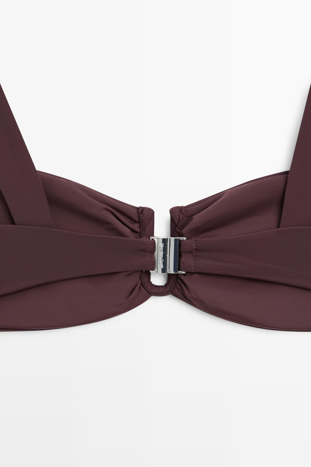 Massimo Dutti Топ бикини на бретелях с жатой отделкой, коричневый