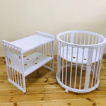 Кровать детская круглая трансформер "Облако" Белый + Маятник