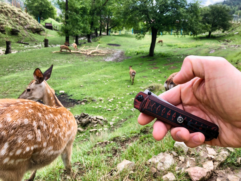 Складной нож Whisper D2 StoneWash Red, на подшипнике