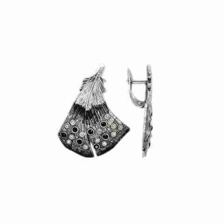 "Алауда" серьги в серебряном покрытии из коллекции "Мергус" от Jenavi с андийским замком