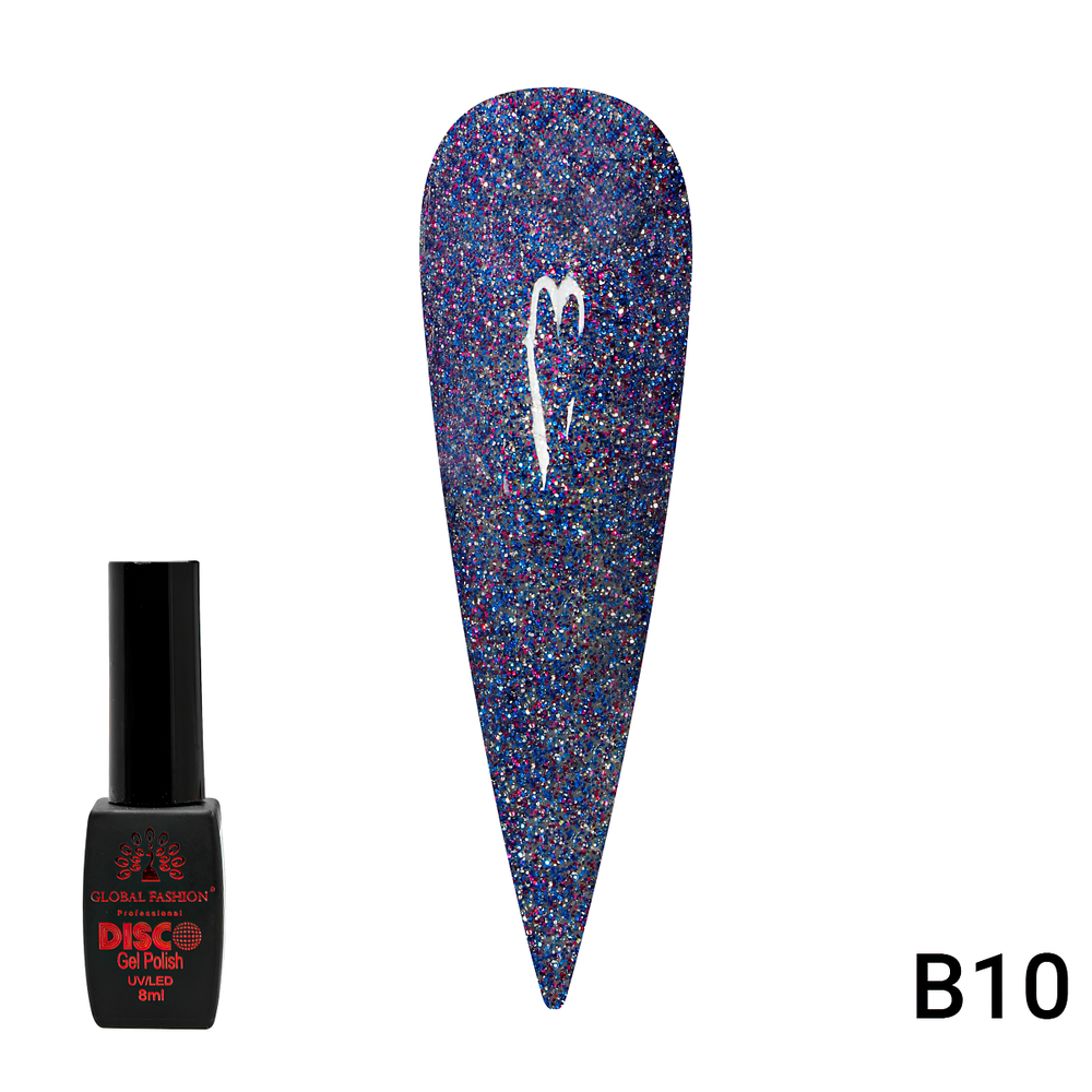 Гель лак Disco Gel Polish, Global Fashion, светоотражающий, 8 мл B10