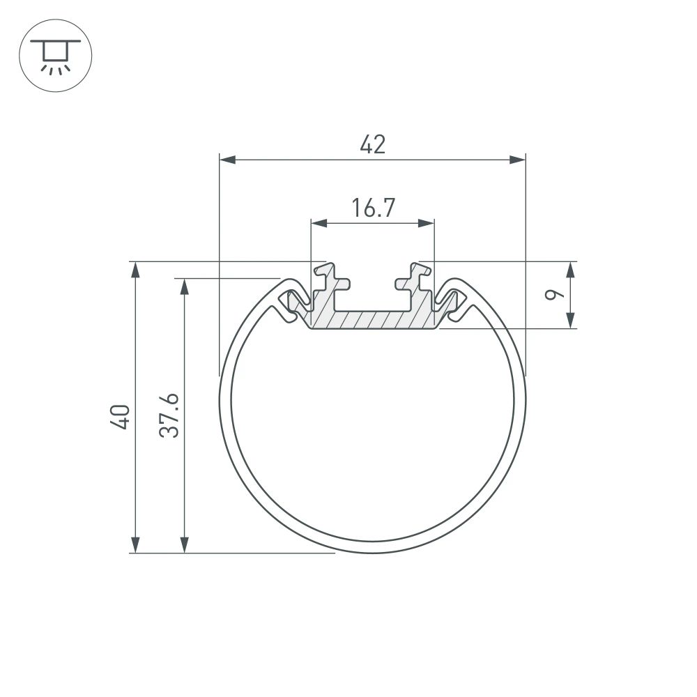 Профиль ROUND-D40-2000 ANOD (Arlight, Алюминий) 044517