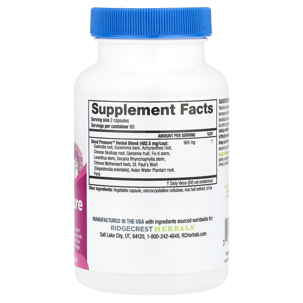 RidgeCrest Herbals, Blood Pressure Formula ™, 120 капсул