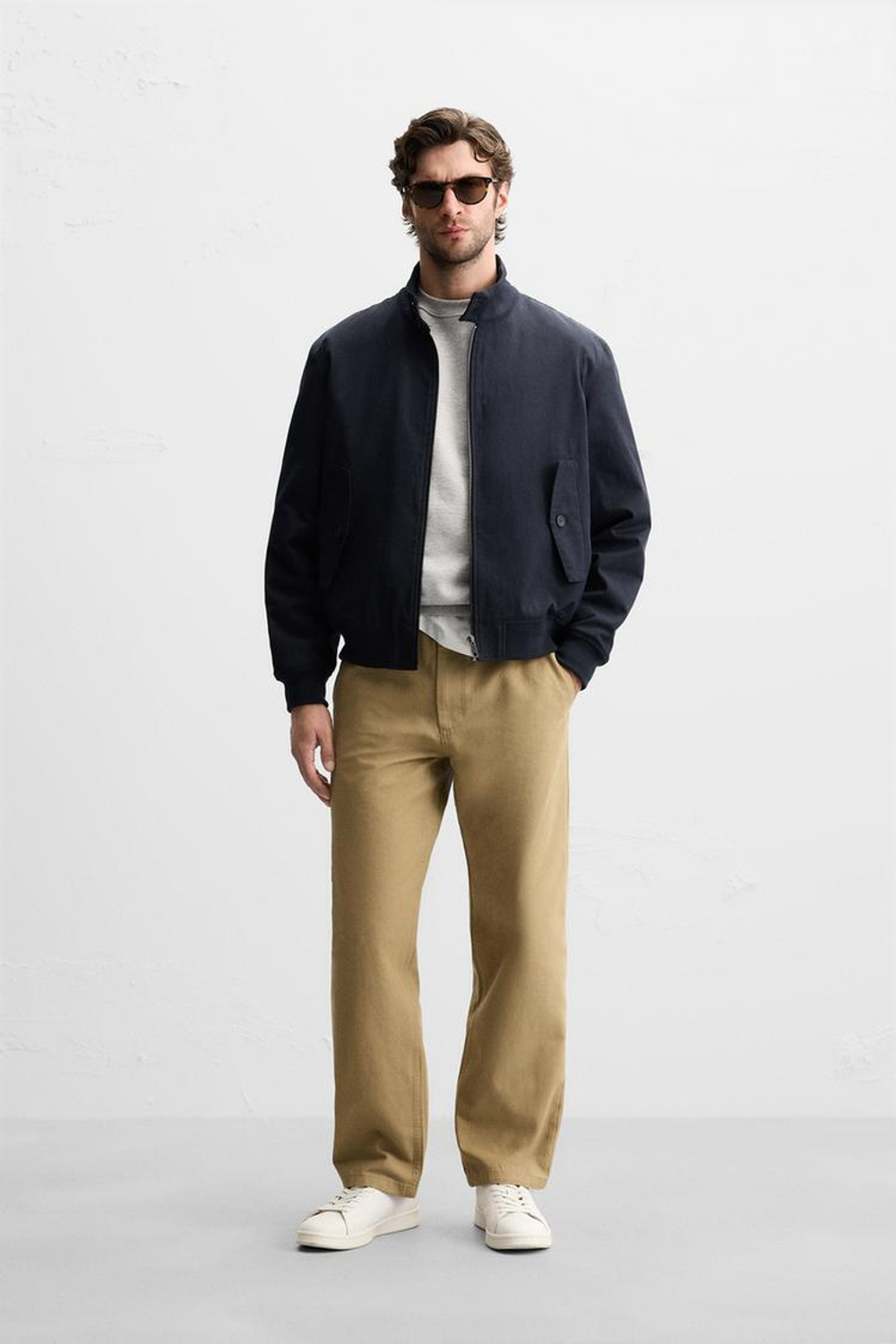 ZARA ХЛОПКОВАЯ КУРТКА С КАРМАНАМИ, МОРСКОЙ ТЕМНО-СИНИЙ