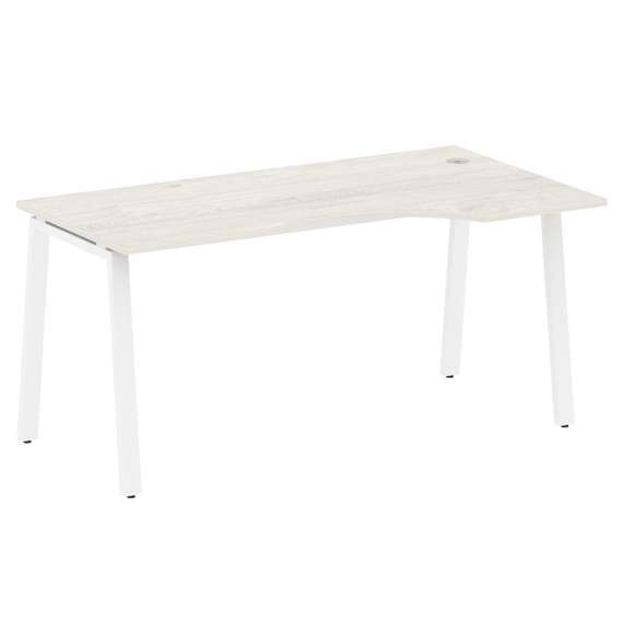 Metal System Стол криволинейный правый на А-образном м/к БА.СА-1 (R) Дуб Наварра/Металл Белый 1600*9