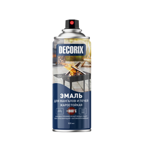Эмаль аэрозольная DECORIX термостойкая +800С черная (0,52л) для мангалов и печей  0159-01 DX