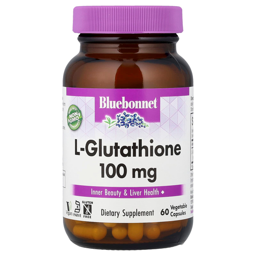 Bluebonnet Nutrition, L-глутатион, 100 мг, 60 растительных капсул