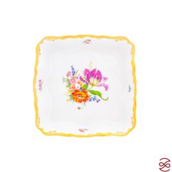 Салатник квадратный Queen's Crown Мейсенский букет 21см