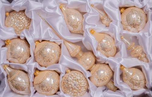 Набор стеклянных шаров Золото Королевы, 13 предметов, золото, Витус (878/6/1)