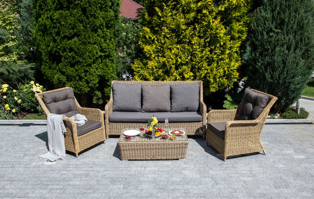 "Гляссе" лаунж-зона из искусственного ротанга, цвет соломенный