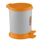 Ведро для мусора с педалью 7л цвет белый с оранжевой крышкой, устойчивое
