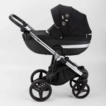 Детская коляска Adamex Cortina Special Edition 3 в 1 CT-401 (ЧЕРН+ЧЕРН.КОЖА+СЕРЕБР.ОТДЕЛКА+СЕРЕБР.РАМА)