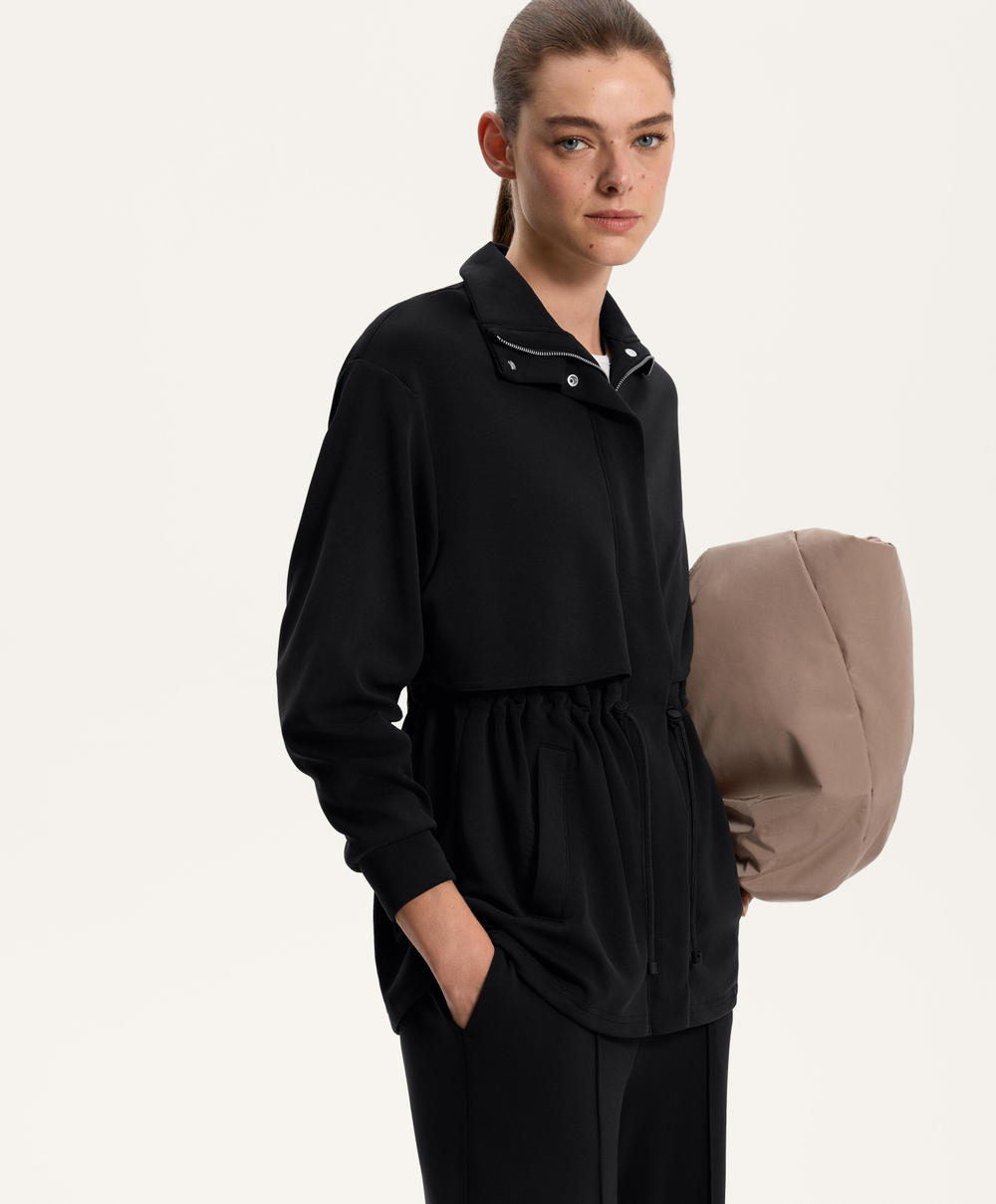 Oysho Длинная мягкая куртка из модала с карманами, черный