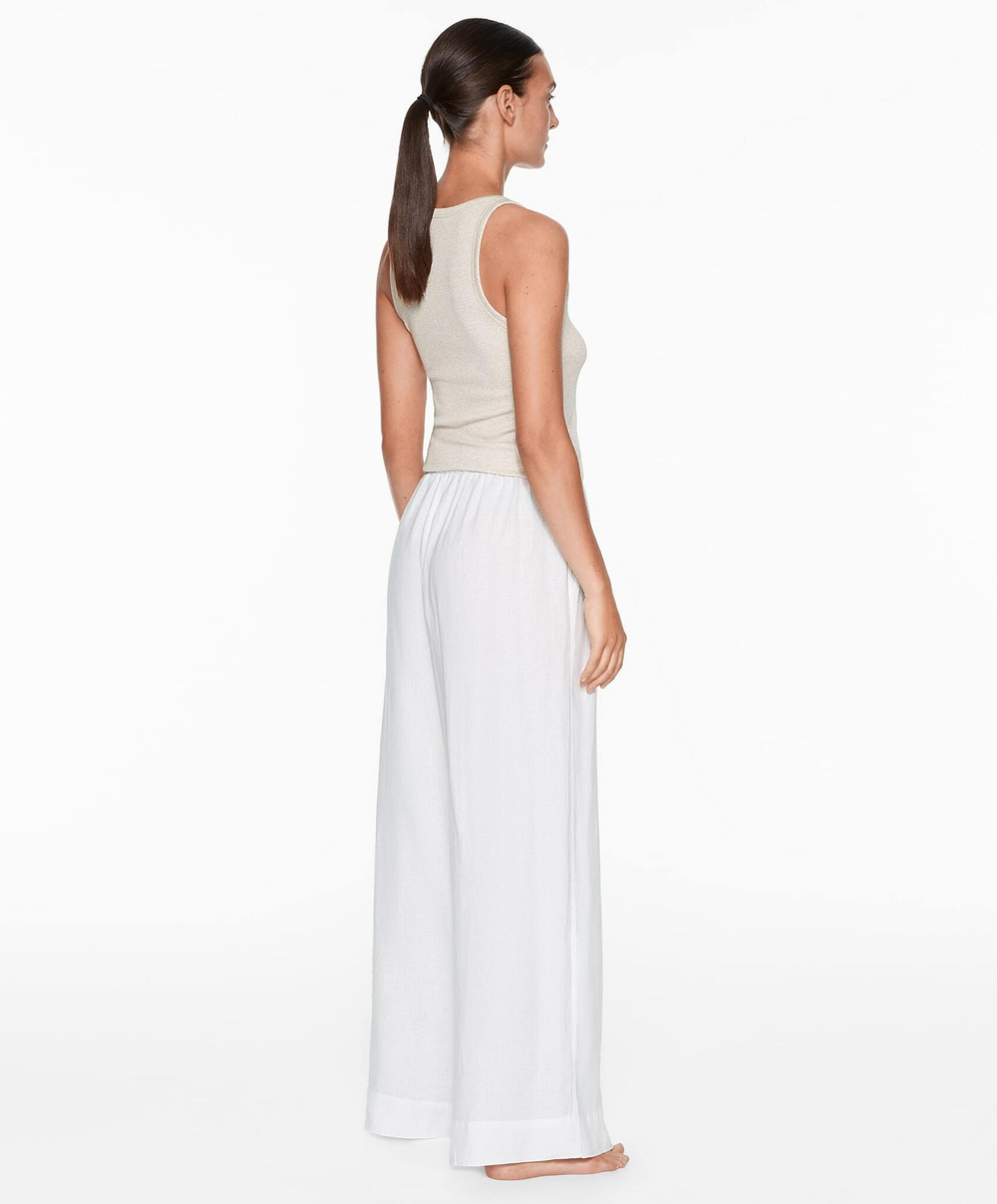 Oysho Топ на бретелях в рубчик, песочный меланж