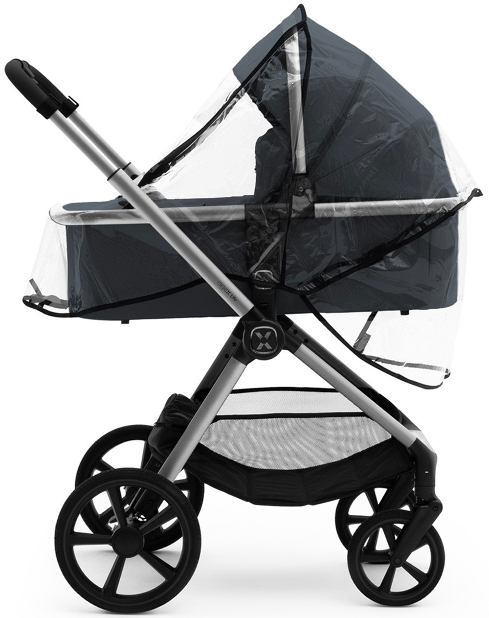 Коляска Agex Life 3 в 1 хромированная рама с автокреслом i-Safe S Black ALM606 Midnight Grey (Темно-серый)