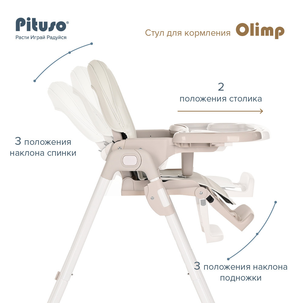 Стул для кормления PITUSO Olimp Milk White/Молочно-белый, ECO-кожа