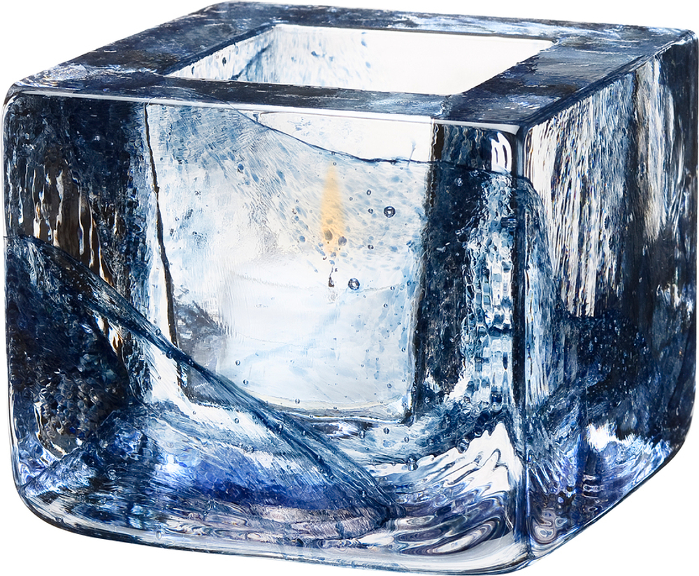Подсвечник Kosta Boda Brick, хрусталь, 7,5 8,5 см, синий