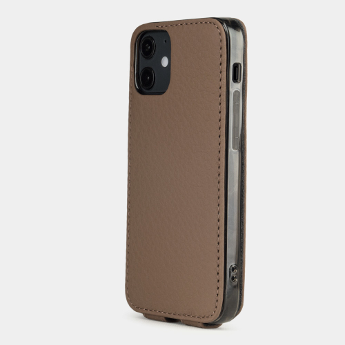 Чехол для iPhone 12 Mini из натуральной кожи теленка, цвета кофе