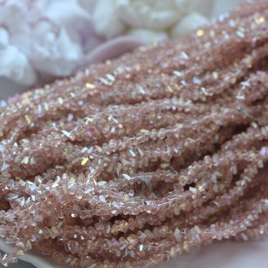 Хрусталь (стекло) граненный, бежевый 4*3 мм, 1 нить, С024