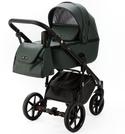 Детская коляска Adamex Nola Deluxe 3 в 1 N-SA29 (Т. ЗЕЛЕНЫЙ КОЖА)