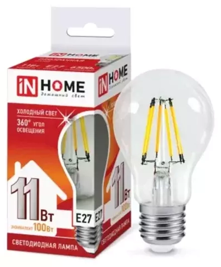 Лампа светодиод. IN HOME LED-A60-deco 11Вт E27 6500К 990Лм