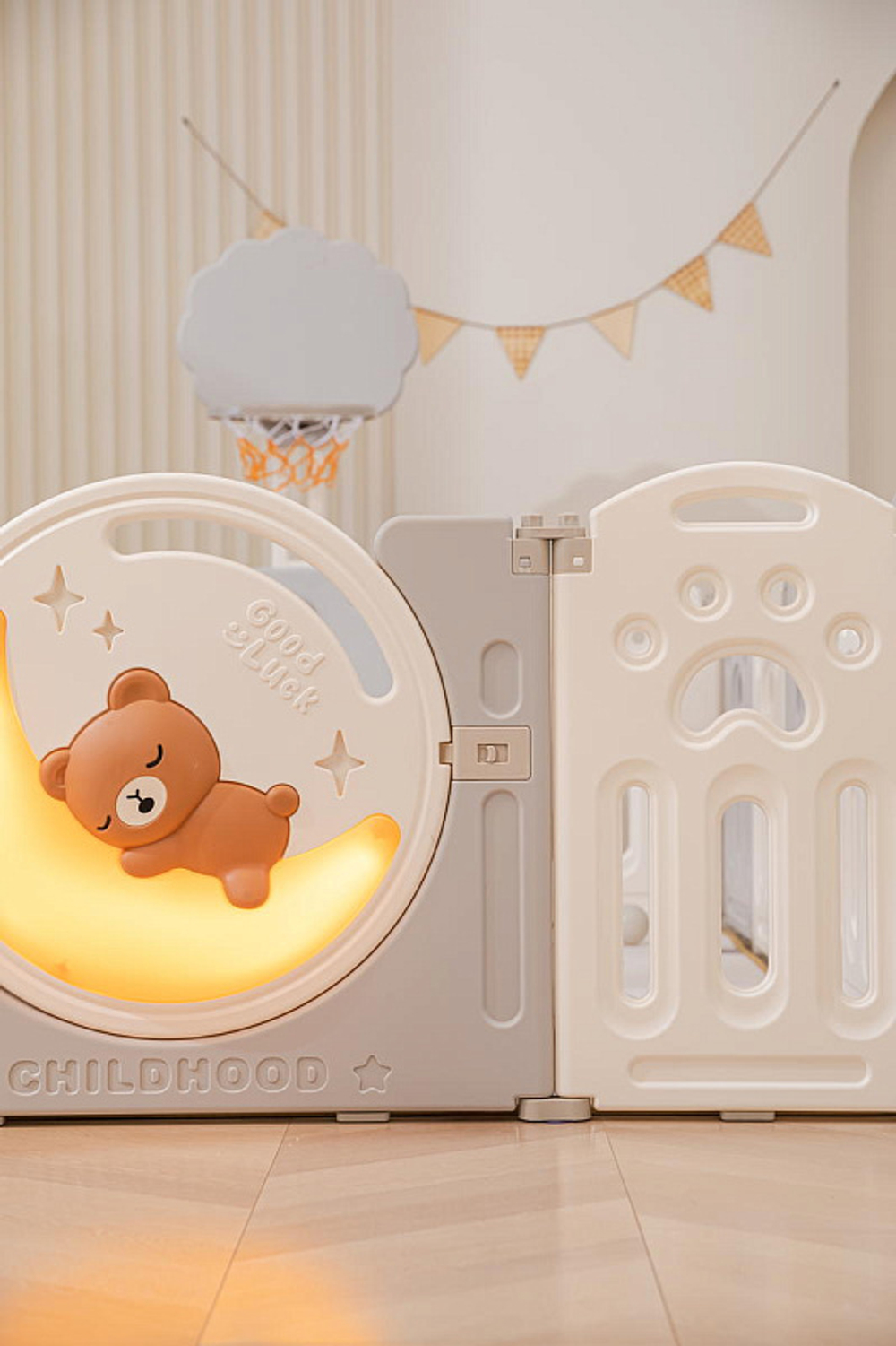 Манеж UNIX Kids DeLuxe Grey,180 x 200 см с игровыми аксессуарами