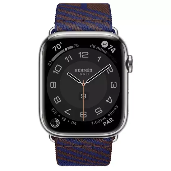 Apple Watch Hermès 45mm Silver Stainless Steel Case with Jumping Single Tour Rouge Sellier/Bleu Saphir