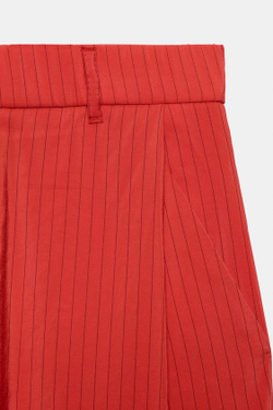 ZARA СТРУЯЩИЕСЯ БРЮКИ СО СКЛАДКАМИ, КОРАЛЛОВО-КРАСНЫЙ