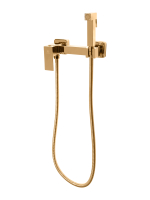 Смеситель с гигиеническим душем из латуни "Groсenberg" (квадрат, золото)