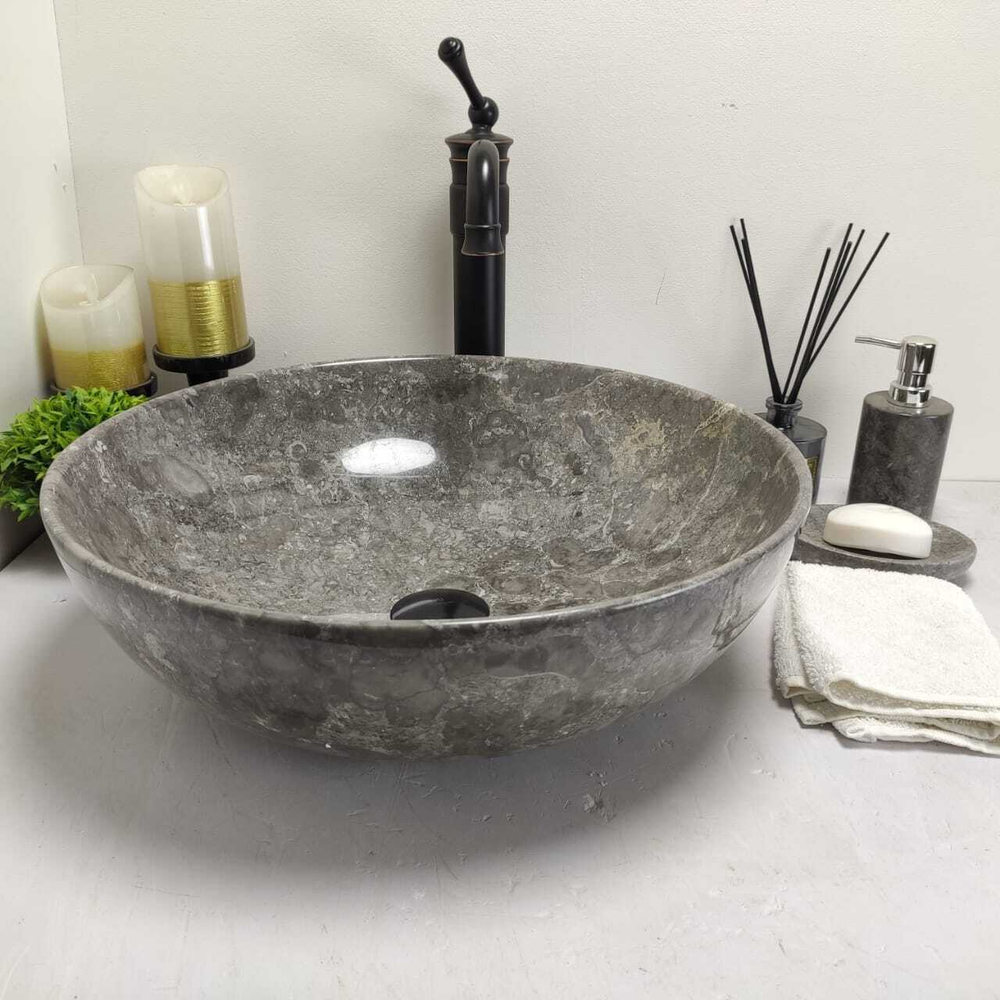 Раковина из мрамора Bowl Grey BM-60578 TinLip 45*45*15