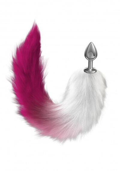 Анальная пробка с хвостом Diamond Starlit Pink (Цвет: серебряный с розовым)