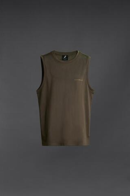 ZARA ФУТБОЛКА БЕЗ РУКАВОВ В СЕТОЧКУ, КОРИЧНЕВЫЙ