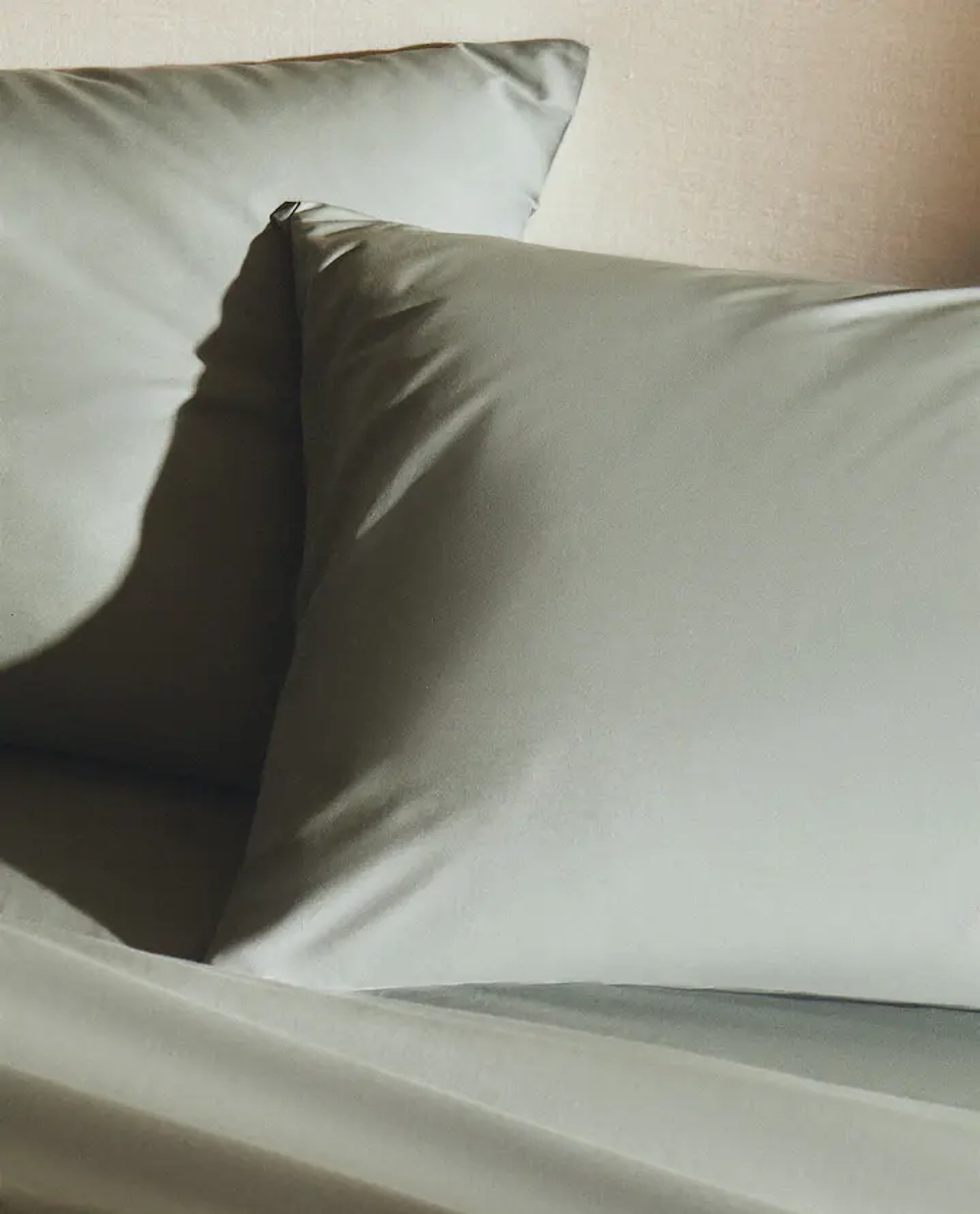 ZARA HOME (200 НИТЕЙ) НАВОЛОЧКА ИЗ ПЕРКАЛЯ, СВЕТЛО-ЗЕЛЕНЫЙ