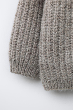 ZARA КАРДИГАН КРУПНОЙ ВЯЗКИ, СЕРО-КОРИЧНЕВЫЙ
