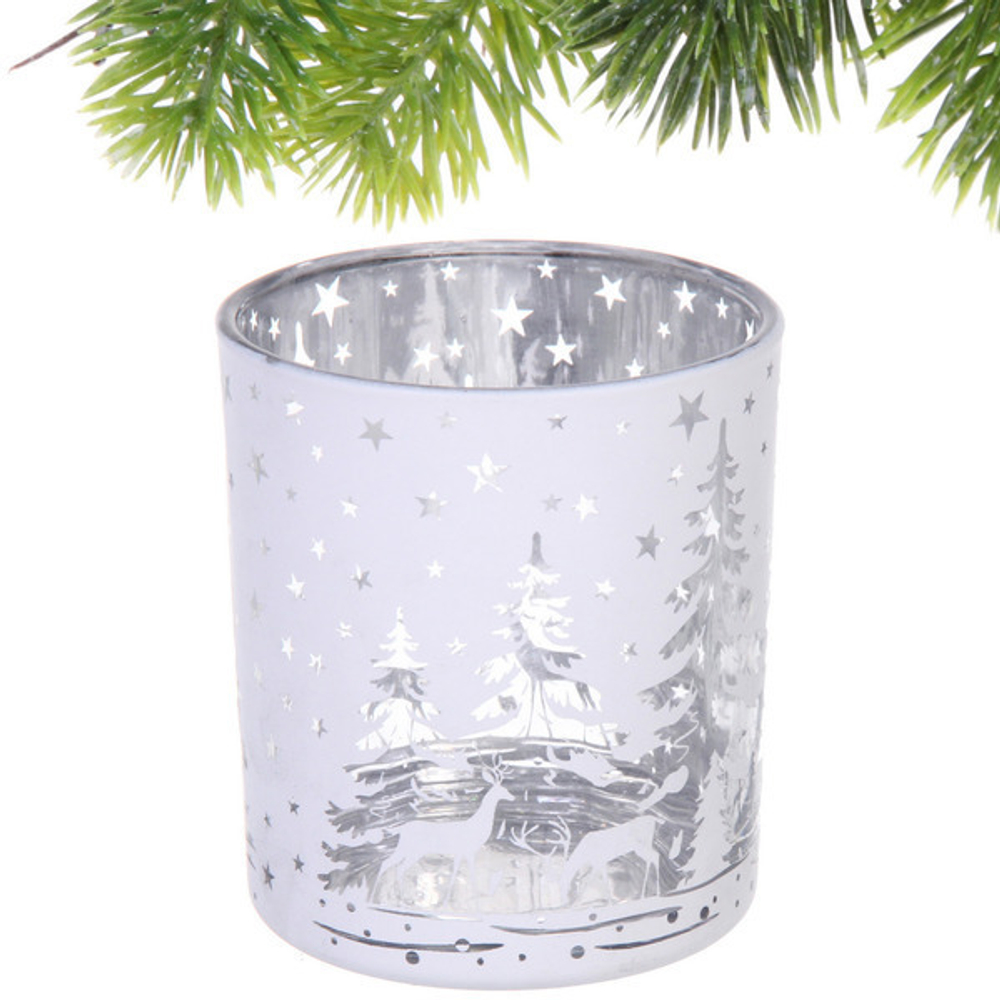 Подсвечник «Снежный лес» 7*7,8 см, Белый