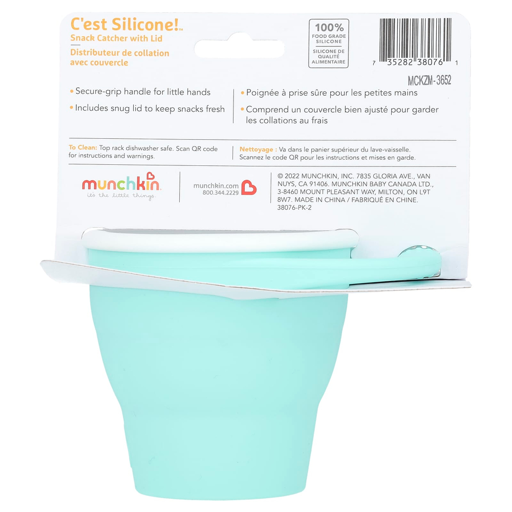 Munchkin, C'est Silicone! ™, ловушка для снеков с крышкой, для детей старше 6 месяцев, со вкусом мяты, 1 шт.