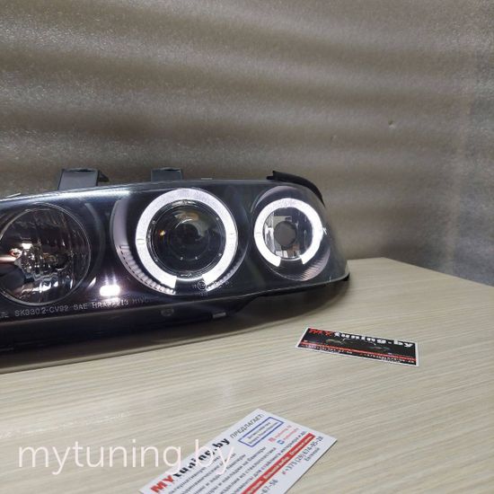 Передние фары Honda Civic 5 angel eyes black