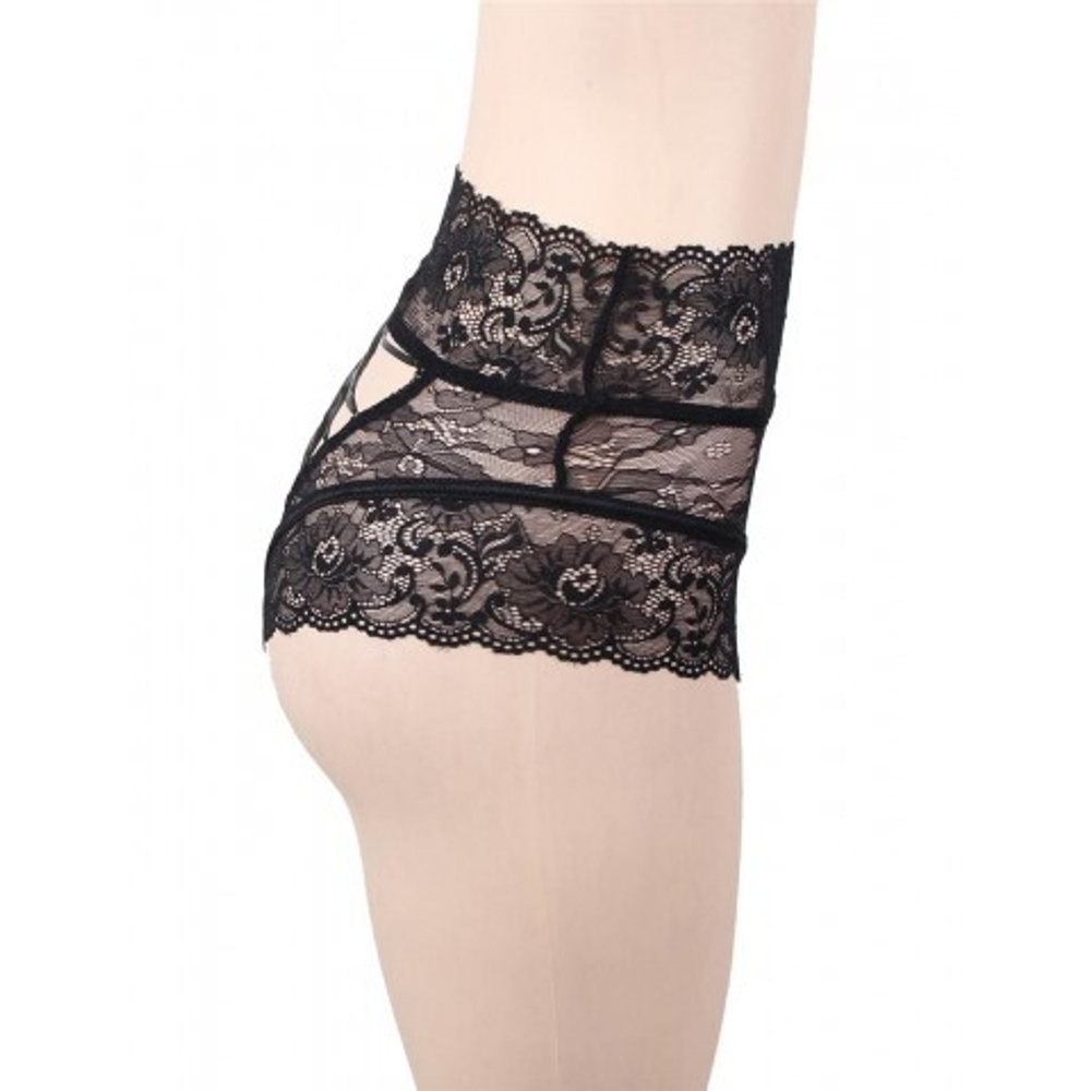 Трусики на высокой посадке с завязками, черные, 3XL-4XL